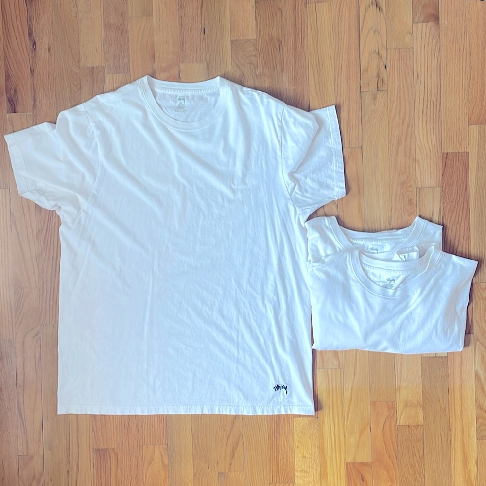 USED Stussy XXL White Undershirt 3-Pack